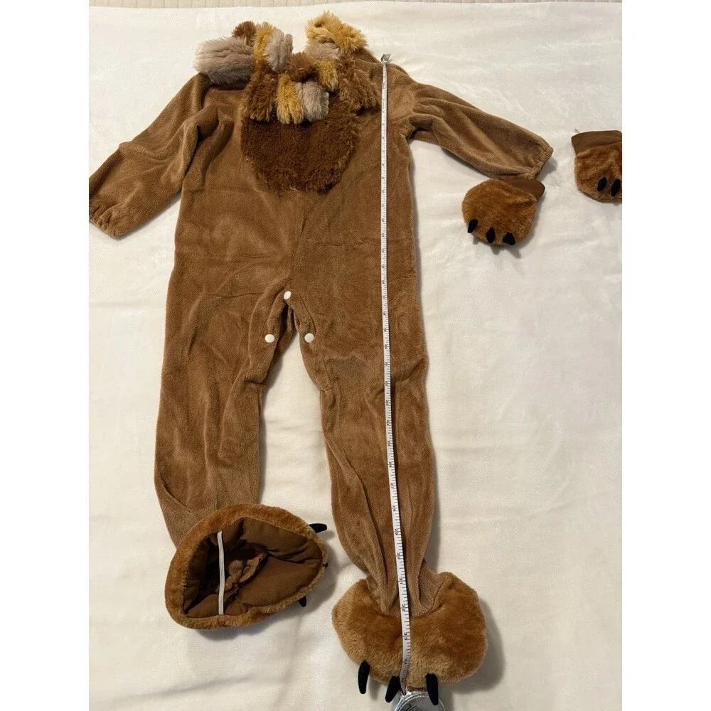 Just Pretend Kids Lion Costume Plush Jumpsuit Zipper Unisex Brown